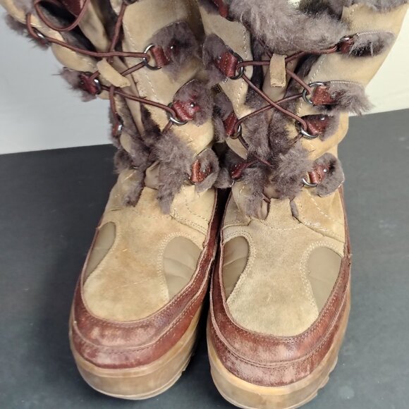 Pajar Boots Womens 11 Leather Native Lace Up Fur Canada USA Winter Sow - Picture 3 of 10
